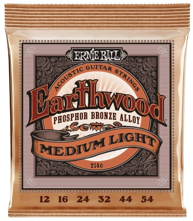 Ernie Ball 2146 Earthwood Phosphor Bronze Medium Light 12-54