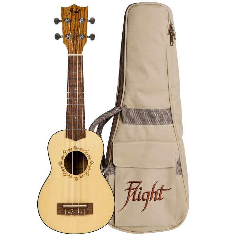 Sopran Ukulele Flight DUS320 - i Zebrano med kvalitetstaske