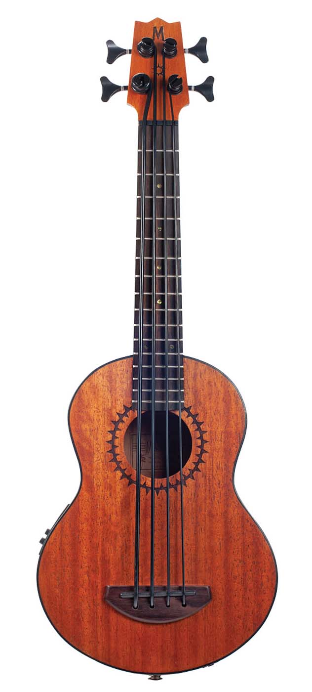 Mahalo Electric Ukulele Bass - Trans Brown With Padded Bag & Shoulder Straps