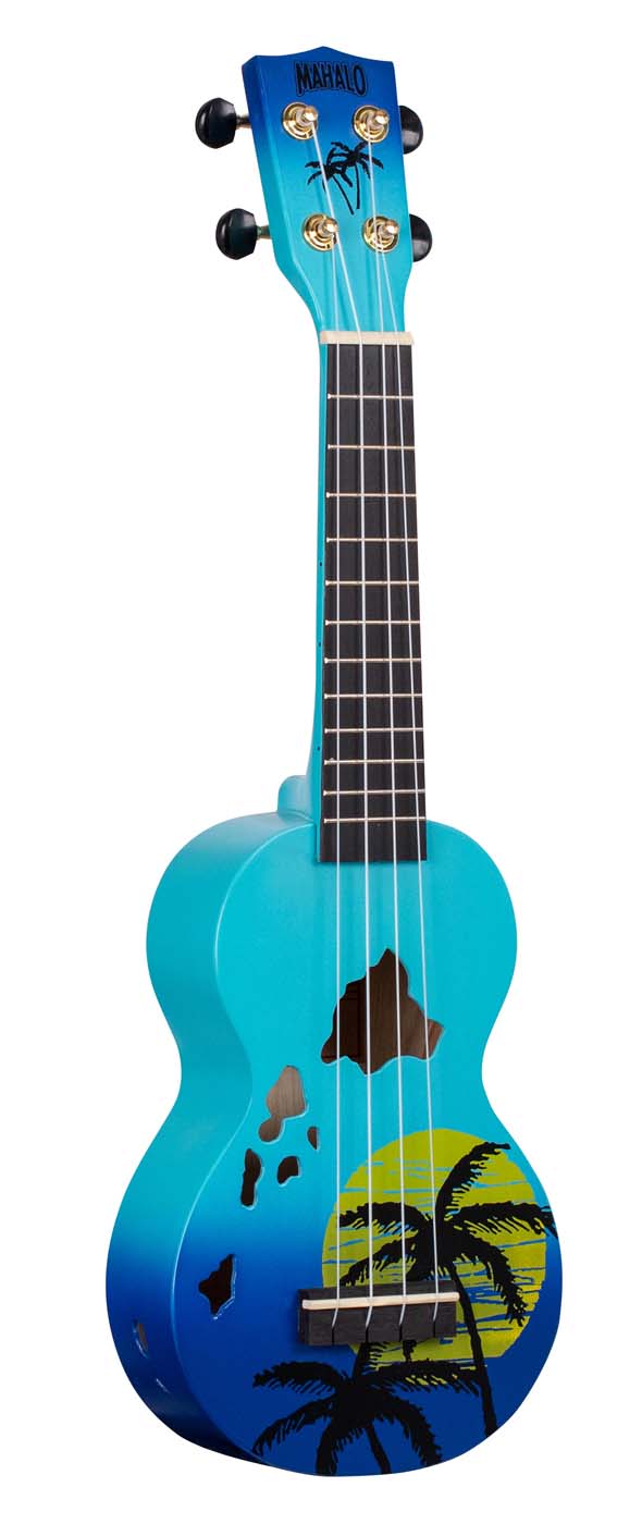 Mahalo Designer Series Soprano Uke - Hawaii (Blue Burst) Med taske