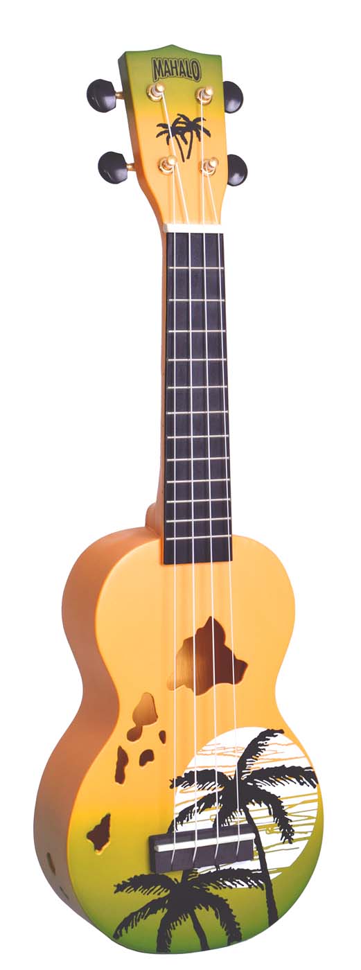 Mahalo Designer Series Soprano Uke - Hawaii (Green Burst) Med taske