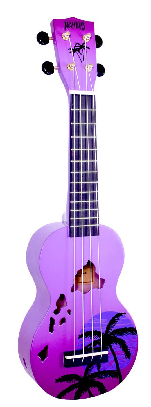 Mahalo Designer Series Sop Uke - Hawaii (Purple Burst) Med taske