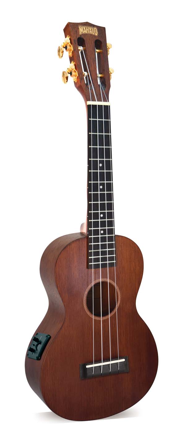 Mahalo Java Series Concert Electro Ukulele - Trans Brown With Padded Bag & Shoulder Straps
