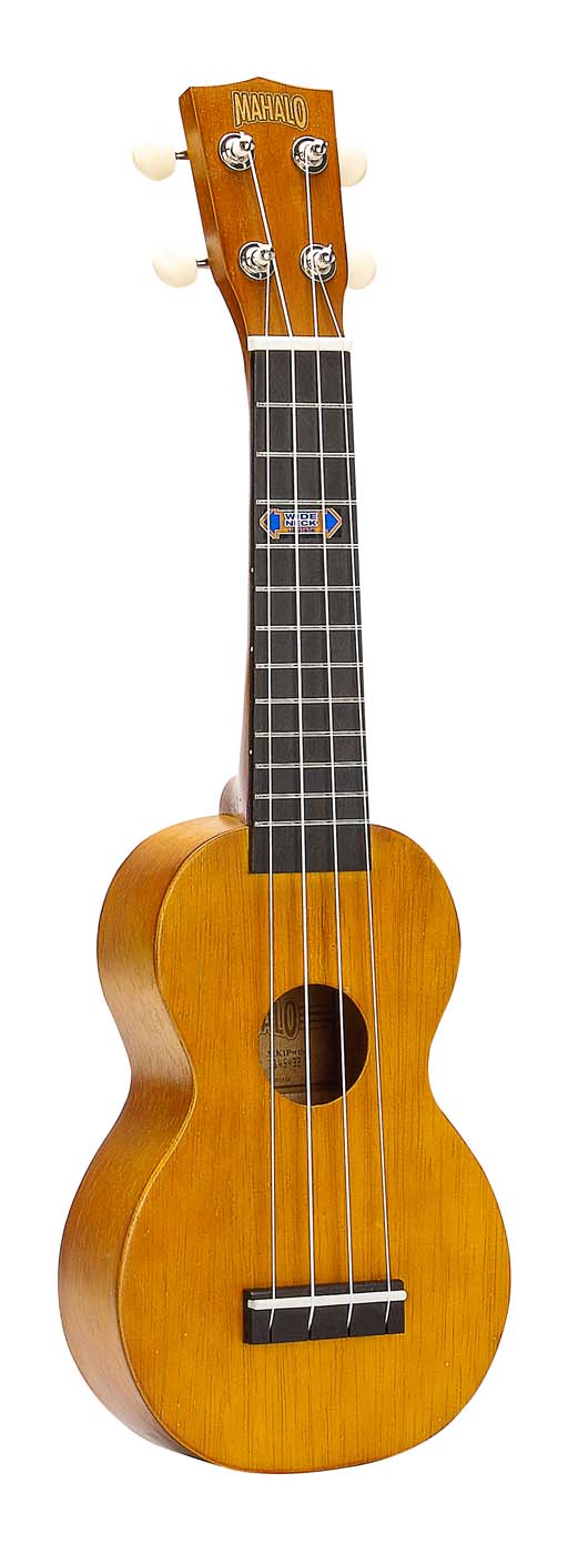 Mahalo Kahiko Plus Soprano Uke - Trans Brown (bred hals) Med taske