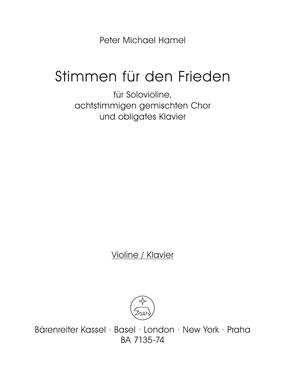 Stimmen für den Frieden - Hamel, Peter Michael