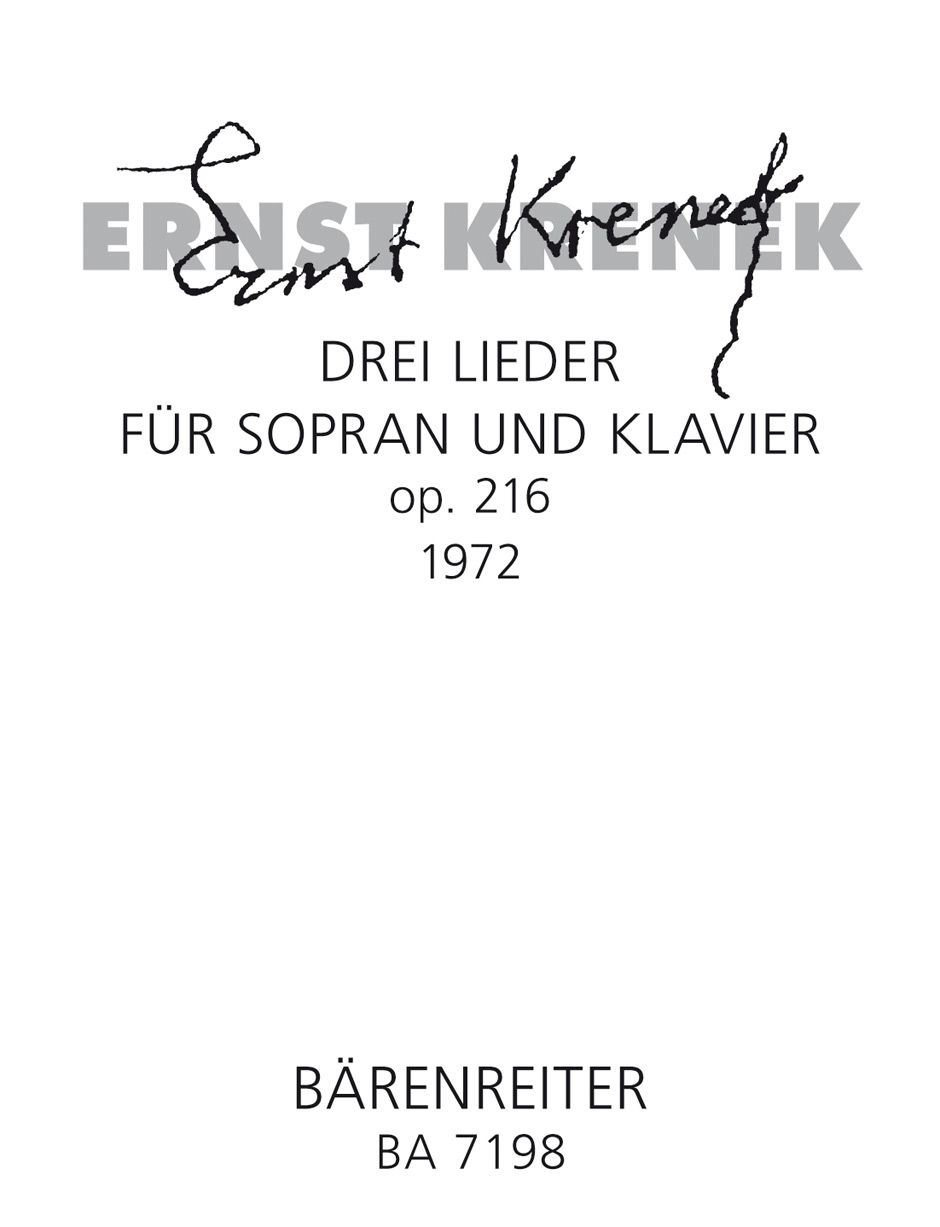 Drei Lieder - Krenek, Ernst