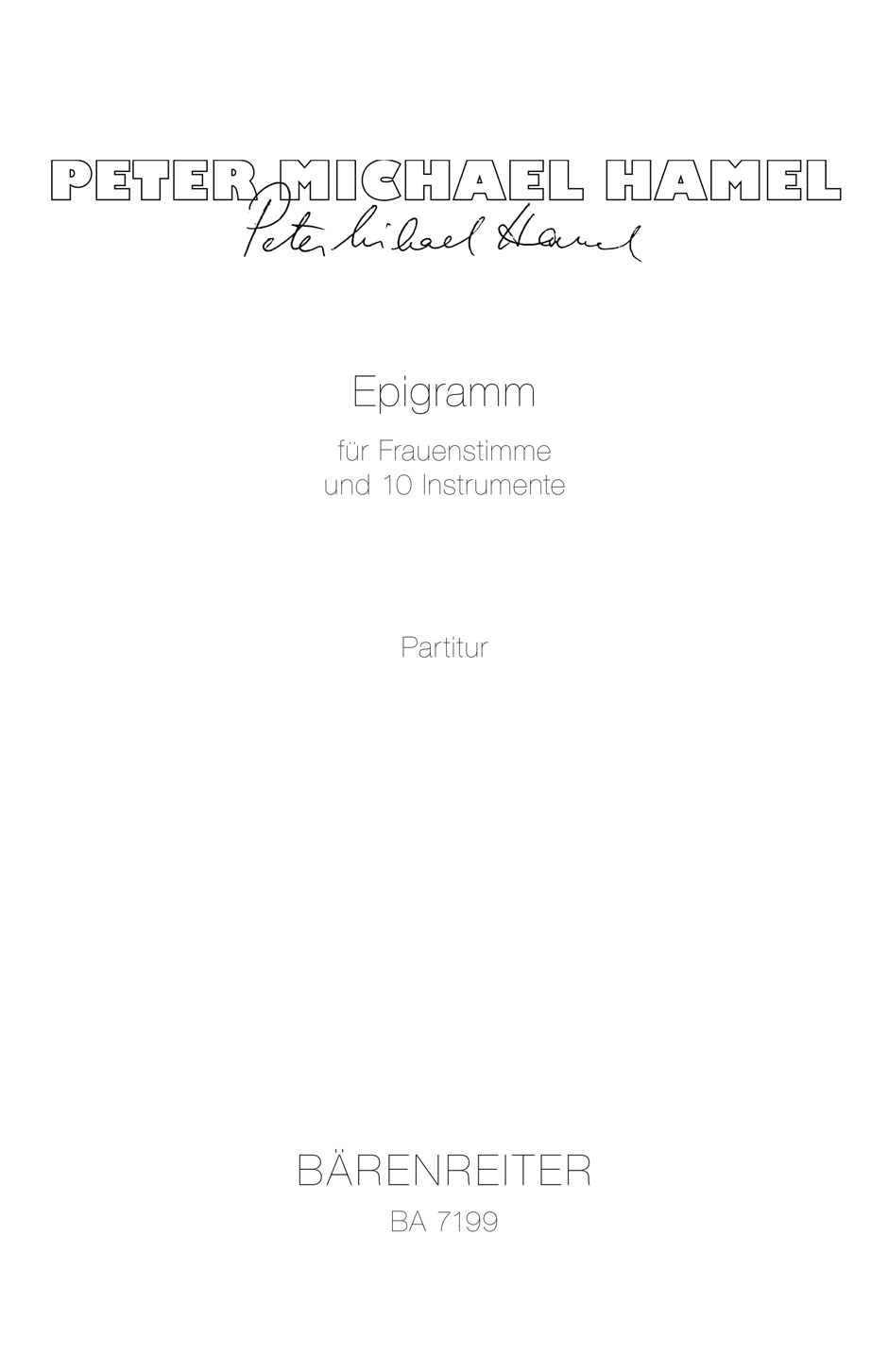 Epigramm - Hamel, Peter Michael