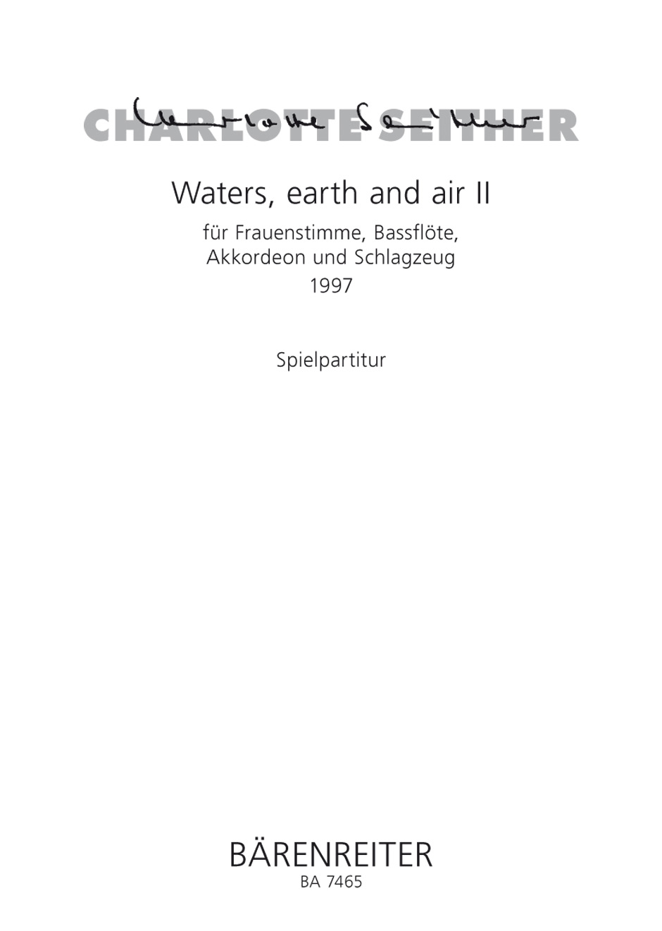 Waters, earth and air II - Seither, Charlotte
