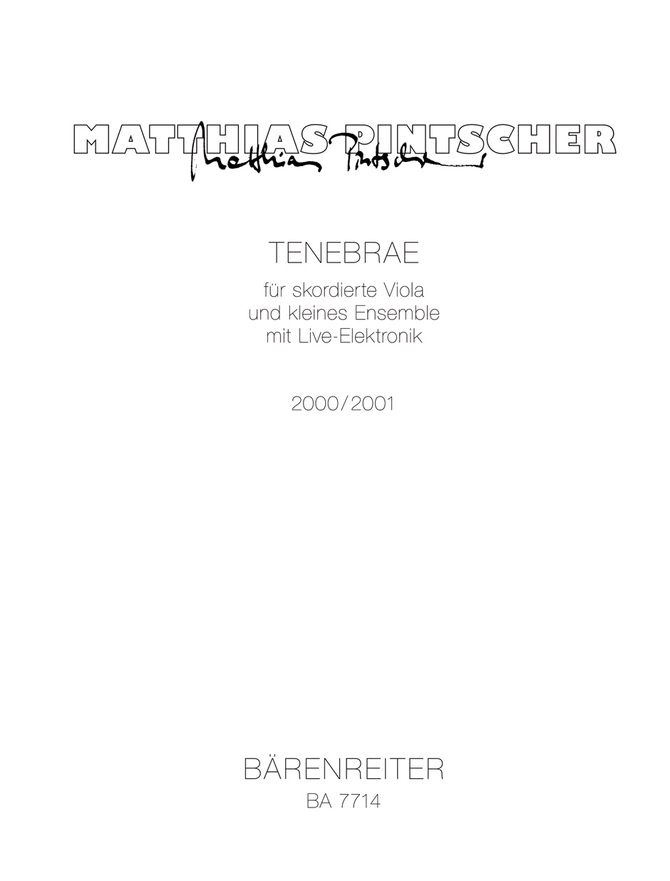Tenebrae - Pintscher, Matthias