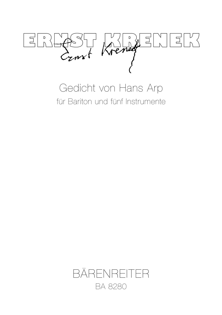 Gedicht von Hans Arp - Krenek, Ernst