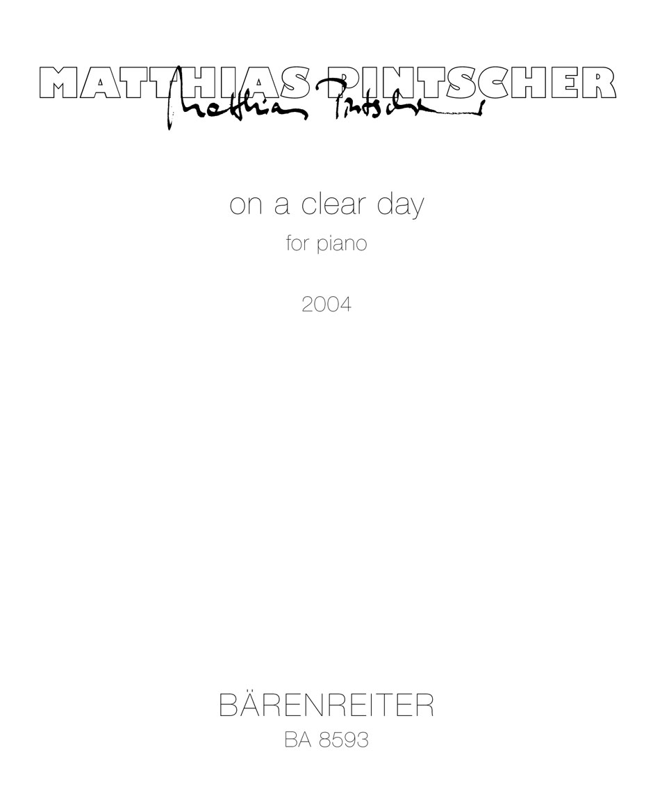 on a clear day - Pintscher, Matthias