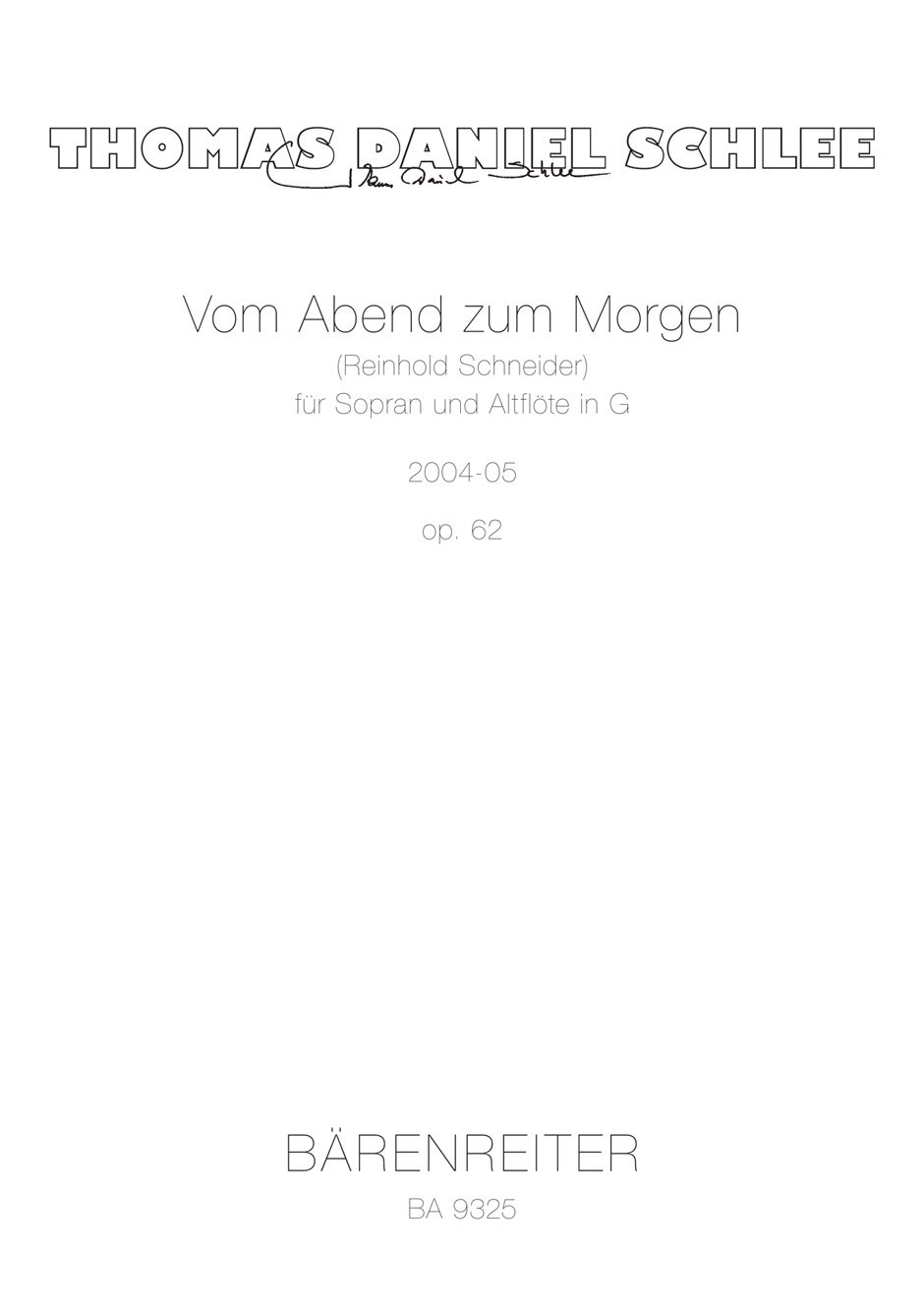 Vom Abend zum Morgen - Schlee, Thomas Daniel