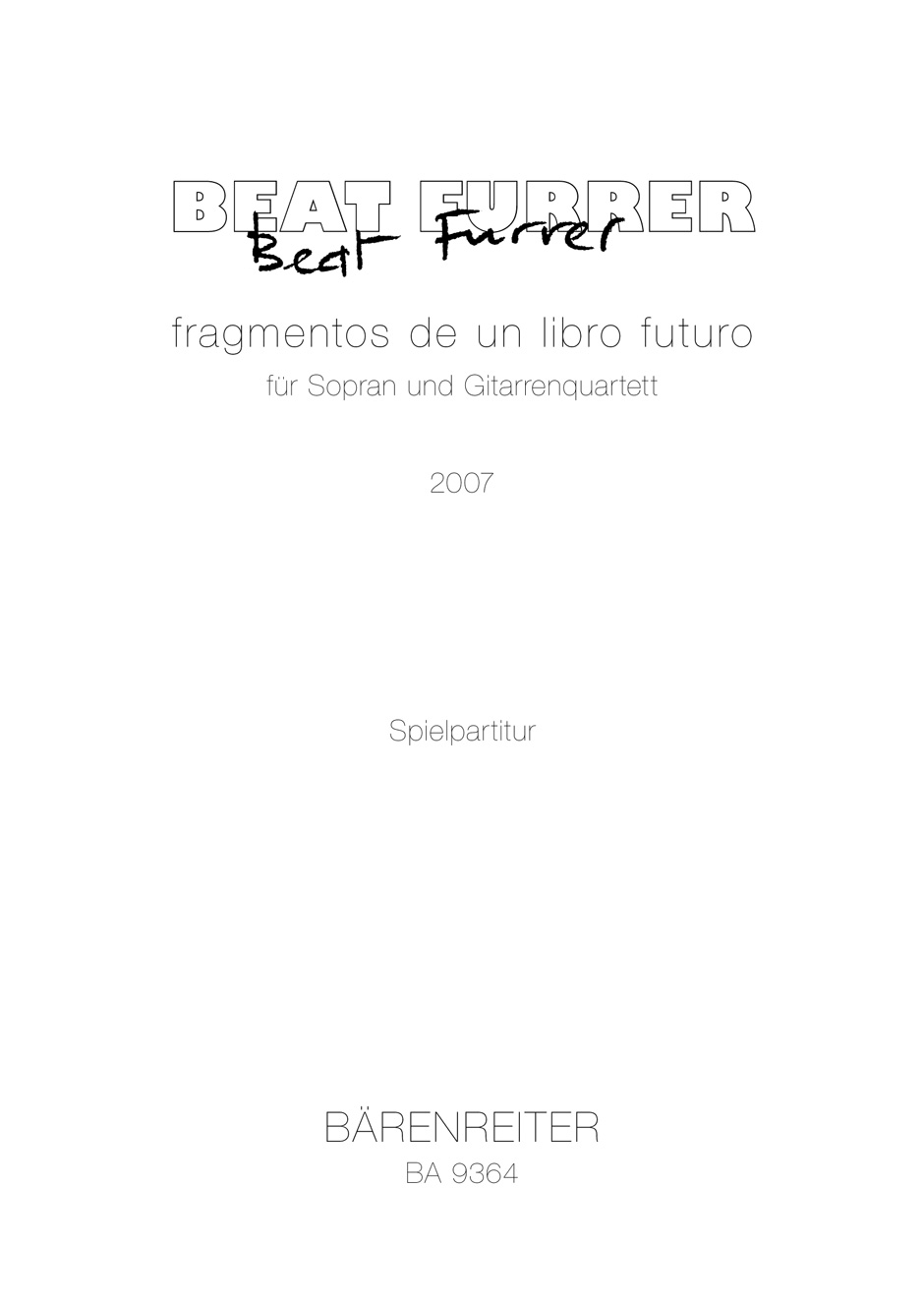 fragmentos de un libro futuro - Furrer, Beat