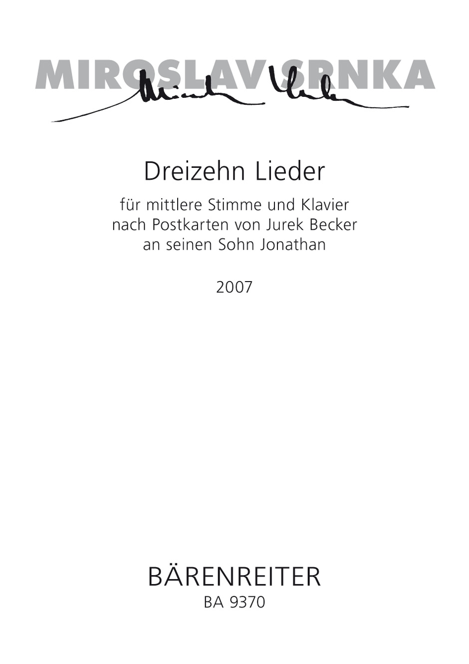Dreizehn Lieder - Srnka, Miroslav