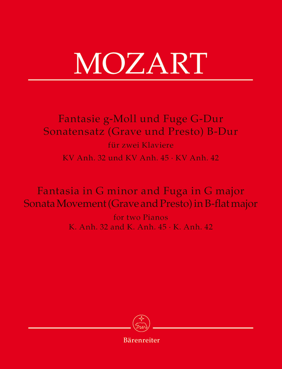 Fantasia in G minor and Fuga in G major, Sonata Movement (Grave and Presto) in B-flat major - Mozart, Wolfgang Amadeus