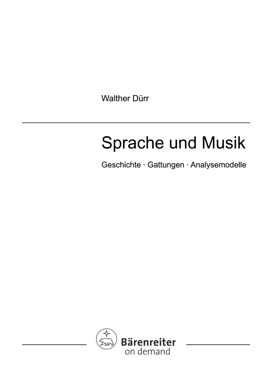 Sprache und Musik - Dürr, Walther