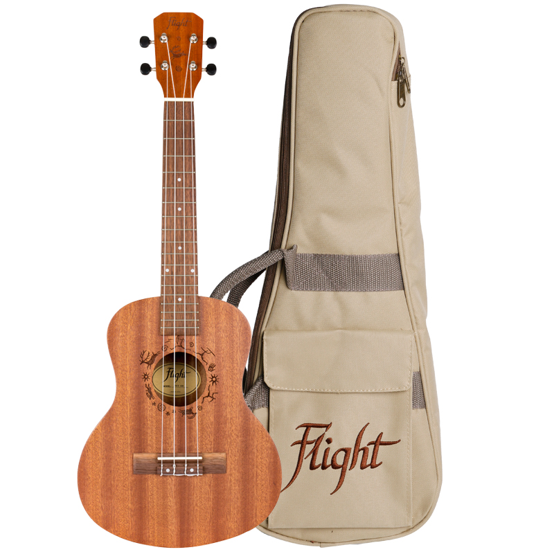 Sapele Tenor Ukulele med kvalitetstaske Flight NUT310