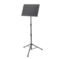 K&M school Orchestra music stand in black powder-coated aluminum with steel desk - model: 11870