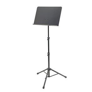 K&M school Orchestra music stand in black powder-coated aluminum with steel desk - model: 11870