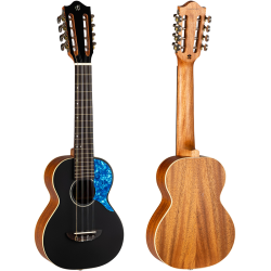 Flight Iris 8 strings Tenor Electro Ukulele - Black : Solid Top, 8 String