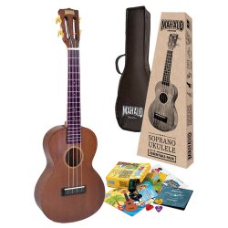 Mahalo Essentials Uke Pack: Java Tenor Uke - Trans Brownincludes tuner, picks, strings, bag, guide, stickers &amp; download