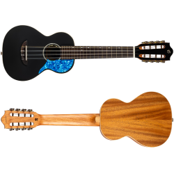 Flight Iris 8 strings Tenor Electro Ukulele - Black : Solid Top, 8 String