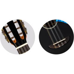 Flight Iris 8 strings Tenor Electro Ukulele - Black : Solid Top, 8 String