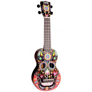 Mahalo Art Series Soprano Ukulele - Skull (Black) With gig bag