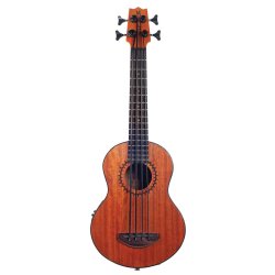 Mahalo Electric Ukulele Bass - Trans Brown With Padded Bag &amp; Shoulder Straps