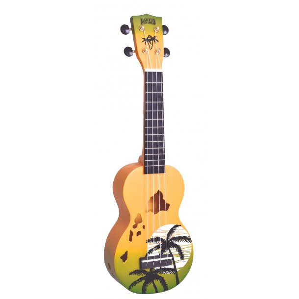 Mahalo Designer Series Soprano Uke - Hawaii (Green Burst) Med taske