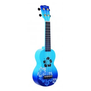 Mahalo Designer Series Sop Uke - Hibiscus (Blue Burst) Med gig bag