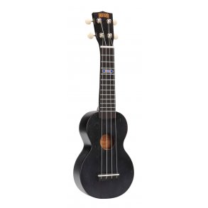 Mahalo Kahiko Plus Soprano Uke - Trans Black (Bred hals) Med taske