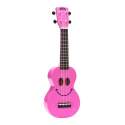 Mahalo Smiley Series Soprano Ukulele - Pink Med taske