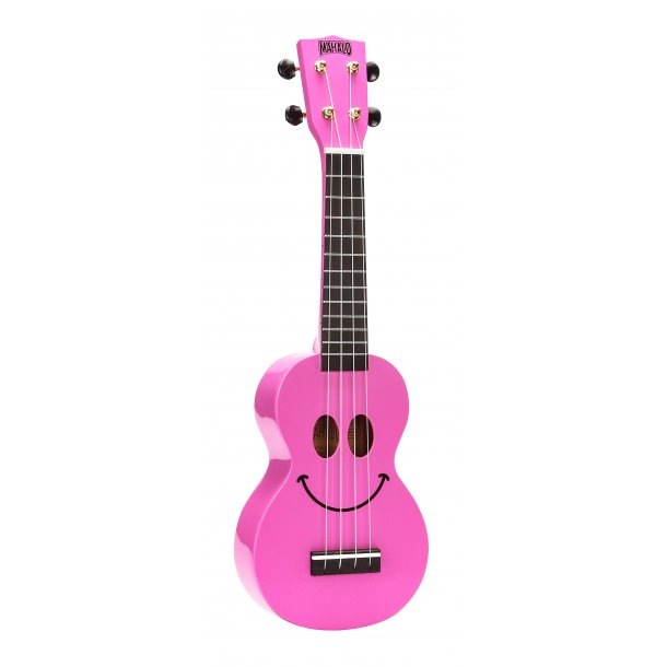 Mahalo Smiley Series Soprano Ukulele - Pink Med taske