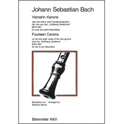14 zwei- bis sechsstimmige Kanons &uuml;ber einen Bass der Aria aus den "Goldberg-Variationen" und zwei weiteren Kanons - Bach, Johann Sebastian