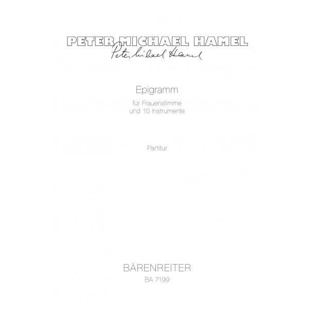 Epigramm - Hamel, Peter Michael