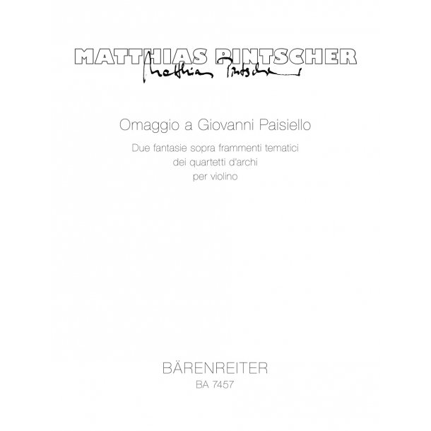 Omaggio a Giovanni Paisiello. - Pintscher, Matthias