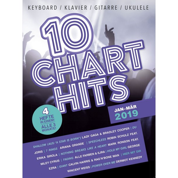 10 Charthits - Jan bis M&auml;r 20194 Hefte in einem alle 3 Monate