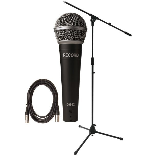 Record DM-12 mikrofonpakke med stativ og 5 meter XLR-kabel