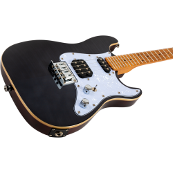 Pathfinder Tenor Electric Ukulele - Trans Black : Double-cut Shape. Solid body