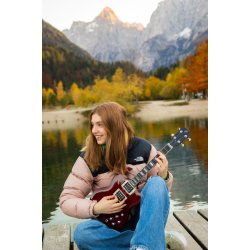 Flight Pioneer Solid Body Cherry Red Electric Ukulele