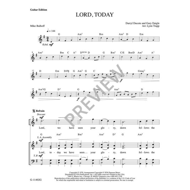 Lord, Today - Guitar edition