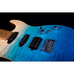 JS1000 Electric Guitar from Jet Guitars - Blue (Quilted Top) : Roasted Maple Fretboard
