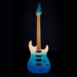 JS1000 Electric Guitar from Jet Guitars - Blue (Quilted Top) : Roasted Maple Fretboard