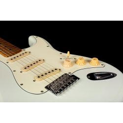 JS300 Electric Guitar from Jet Guitars  - White : Roasted Maple Fretboard