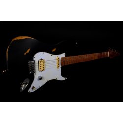 JS800 Electric Guitar from Jet Guitars  - Black (Relic) : Roasted Maple Fretboard