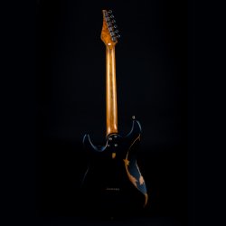 JS800 Electric Guitar from Jet Guitars  - Black (Relic) : Roasted Maple Fretboard