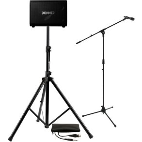 Mikrofonpakke + mikrofonstativ m. aktiv h�jttaler, stativ og record mikrofon