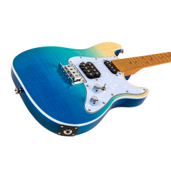 Pathfinder Tenor Electric Ukulele - Trans Blue : Double-cut Shape. Solid body