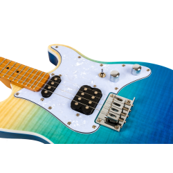 Pathfinder Tenor Electric Ukulele - Trans Blue : Double-cut Shape. Solid body